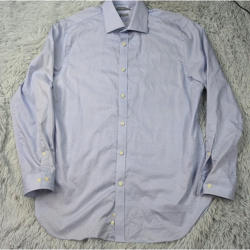 Michael Kors Shirt Mens L Blue Slim Fit Casual Preppy 32 33 Button Up 16